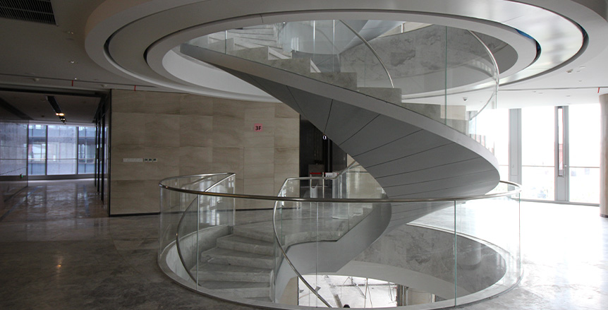上海品牌服裝總部-多層異形鋼結構螺旋樓梯